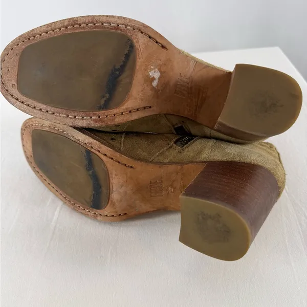 Frye Nora Suede Studded Booties‎ in Olive Green Size 8 - Image 7