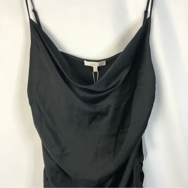 WAYF Black Cinched Side Mini Slip Dress‎ XL - Image 3