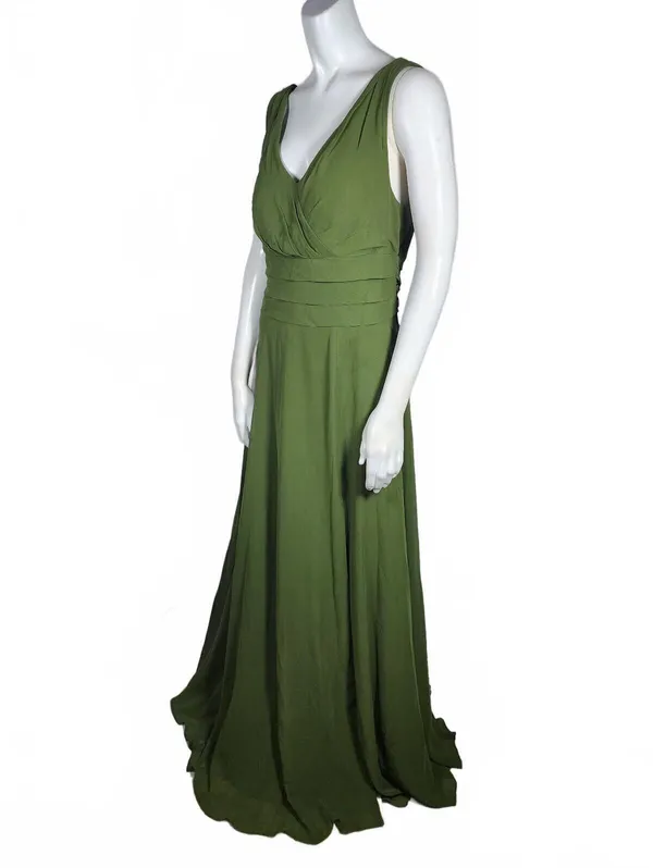 NWT Azazie Bianca Olive Green Sleeveless Maxi Slit Dress Size A12 - Image 2