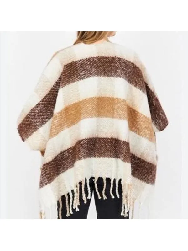 Jenni • Shawl Poncho • One Size • Tan Brown • Fall Autumn - Image 3