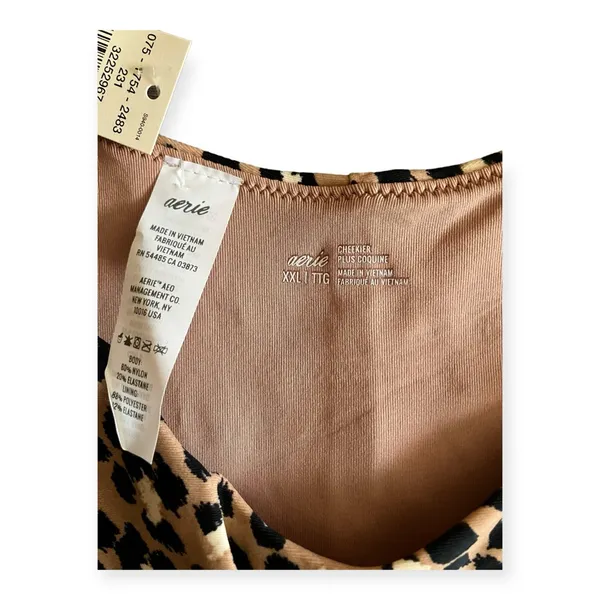 Aerie Womens leopard print high cut cheeky bikini swim bottom. - Image 3