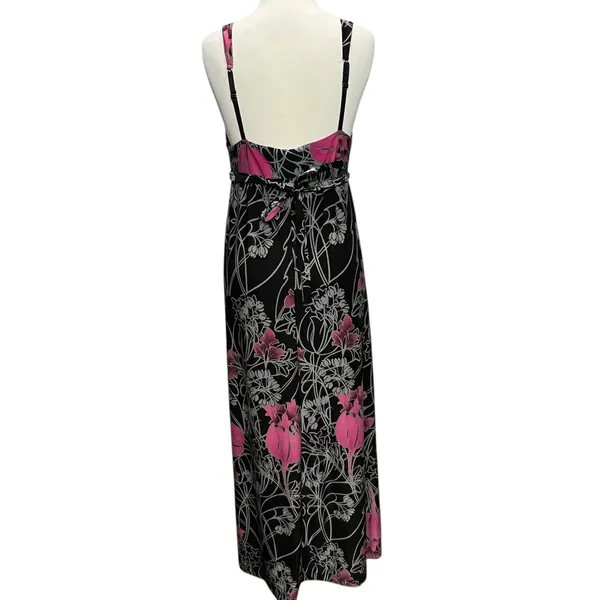 Ambrielle Y2K Pink Floral Maxi‎ Dress Empire Waist Open Back Tie Fairy Grunge M - Image 6