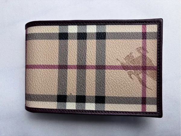 Authentic Burberry London Nova Check Burgundy Leather Case Made in Italy vintage - Image 2