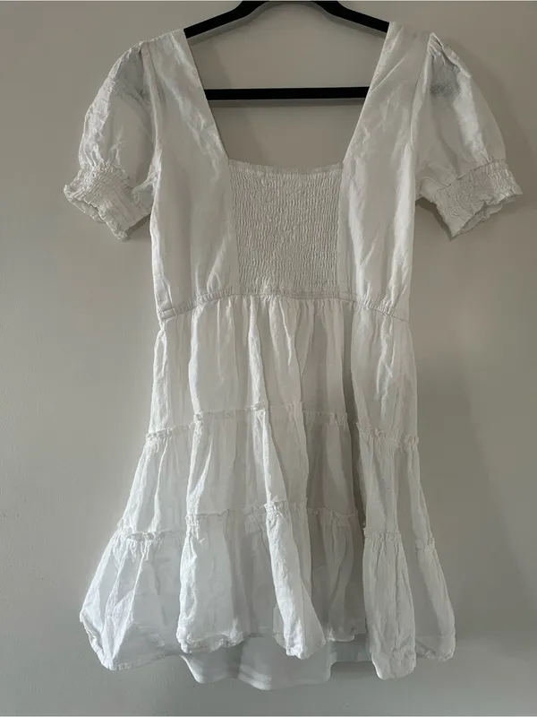 Altar'd State White 100% Cotton Milkmaid Puff Sleeve Mini Dress M Cottagecore - Image 7