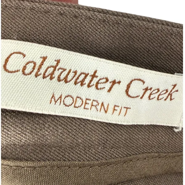 NWT Coldwater Creek Womens Modern Fit Brown Cotton Stretch Wide Leg Pants Size 8 - Image 3