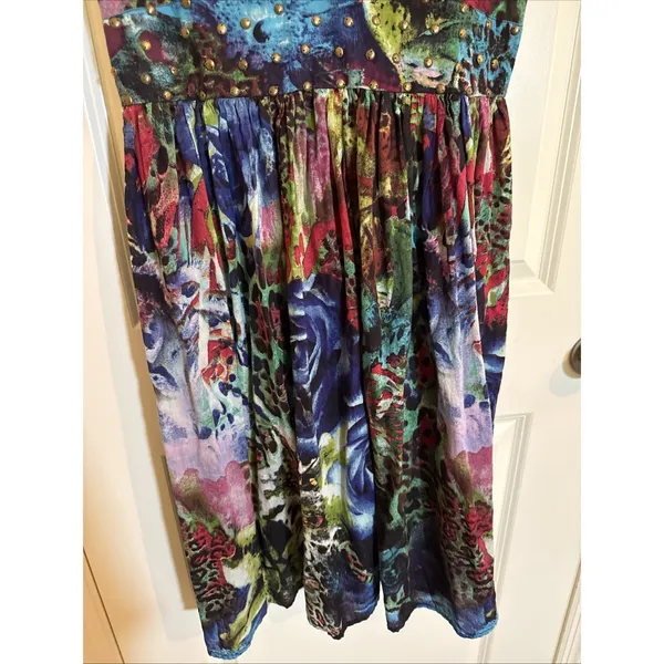 Vintage Lola P Y2K Floral Sleeveless Embellished Dress Size Large Boho Whimsy - Image 3