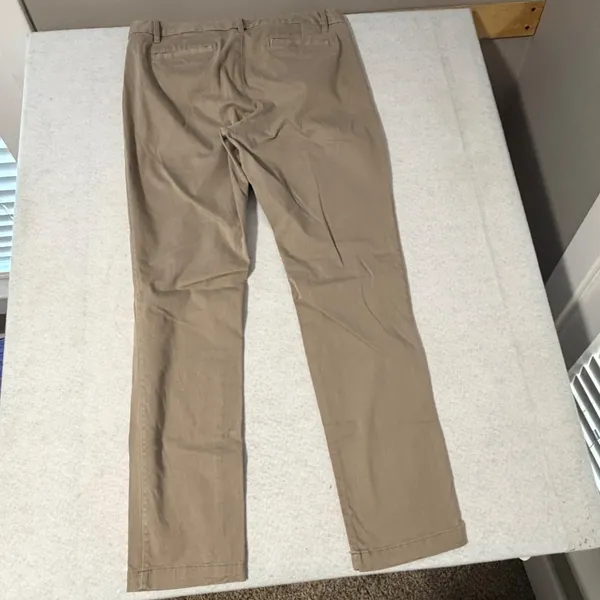 Eddie Bauer Women 10 Boyfriend Chino Pants Tan Khaki Straight Leg Cotton Stretch - Image 5