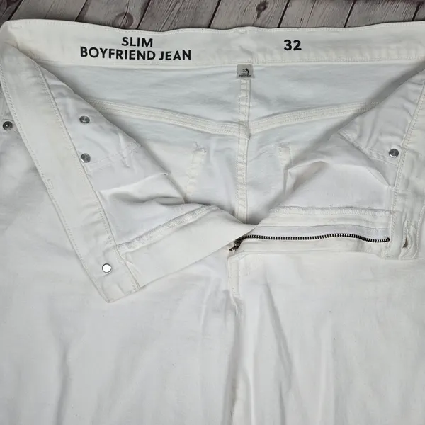 J. Crew Slim Boyfriend Jeans White Denim Size 32 Reimagined‎ Cotton Blend - Image 4