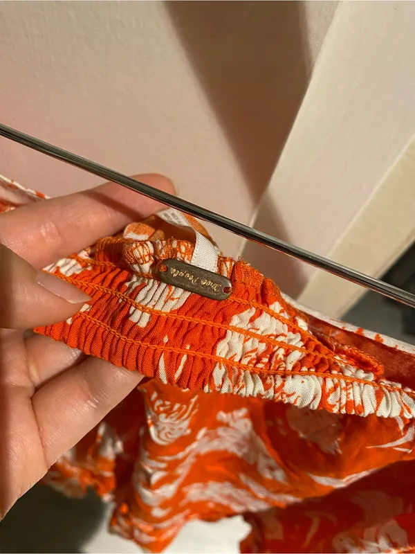Free People Orange Floral set with tie-Back Cami Top and ruffled mini skirt, xs - Image 7