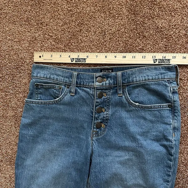 J Crew Jeans Mid Rise Flare Crop Womens 27 Button Fly Blue Retro Denim Preppy - Image 6