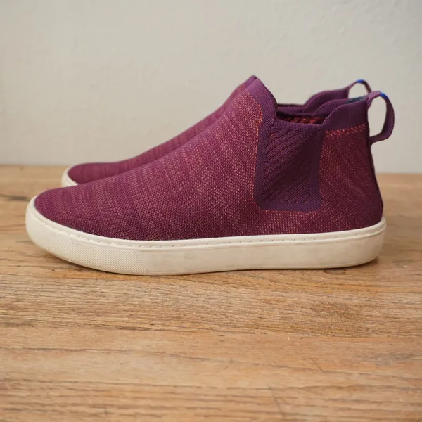 Rothy's Women's Size 9.5 Chelsea Sneaker Boot Purple Wild Berry Knit Slip On - Image 4