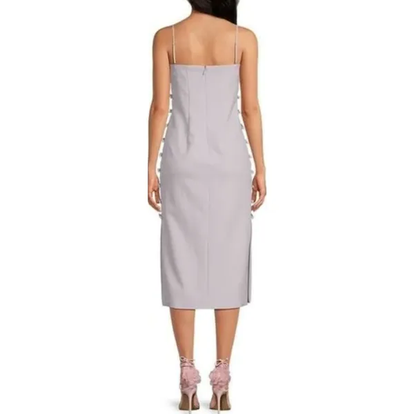 Gianni Bini Caelynn Bell Tori Dress Midi Crepe Side Cutout Light Ballet US 8 NWT - Image 2