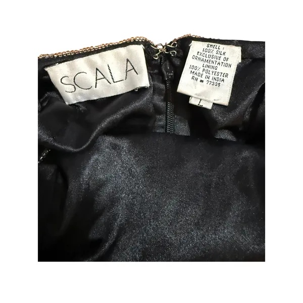 Scala Black Halter Beaded Sequin Maxi Formal Gown Sz L‎ - Image 5
