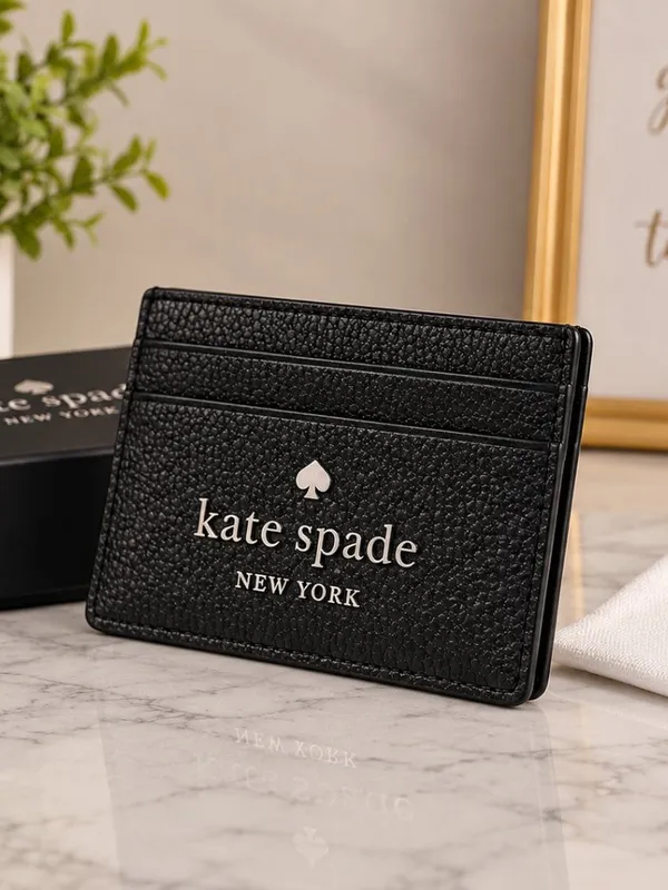 Kate Spade New York Black Pebbled Leather Card Holder 7 Slots NWT - Image 3