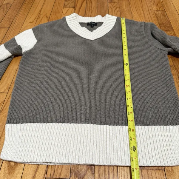 Alp N Rock Otto V-Neck Color Block Taupe Cream Cotton Blend Sweater Size Small‎ - Image 7