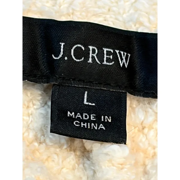 J.Crew Cream Openwork Cable Knit Cotton Sweater Bell Sleeve Large - Image 2