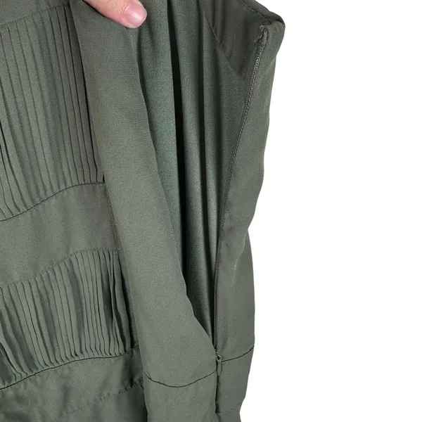 Nanette Lepore L'Amour Army Green Sleeveless Skater Apron‎ Lightweight Dress L - Image 6