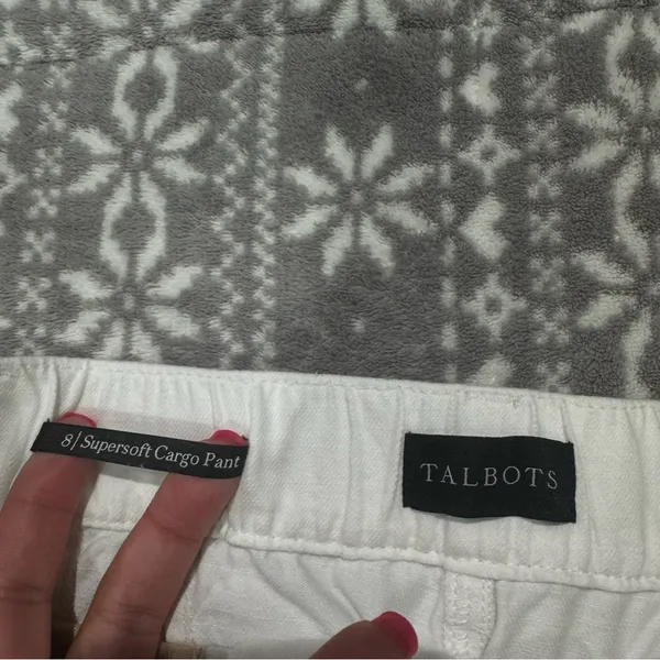 New‎ Talbots White Cargo Crop Chino Straight Leg Supersoft Size 8 Minimalist - Image 6