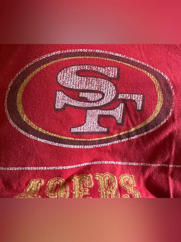 NFL TEAM APPAREL SF 49ers short sleeve pullover t-shirt vintage red gold size M - Image 3