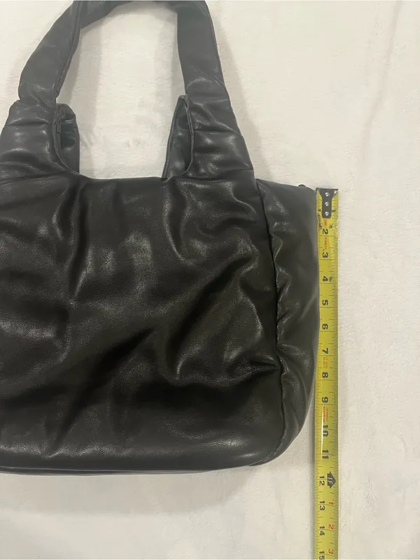 A New Day Black Puffy Ruched Shoulder Bag Tote - Image 8