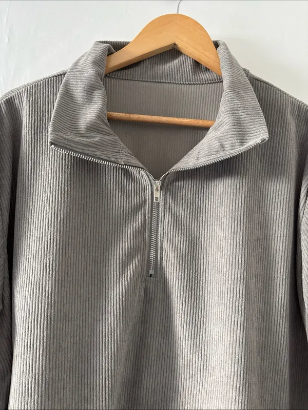 Unbranded Quarter-Zip Ribbed Pullover Sweater - Oversized / Unisex - Image 4