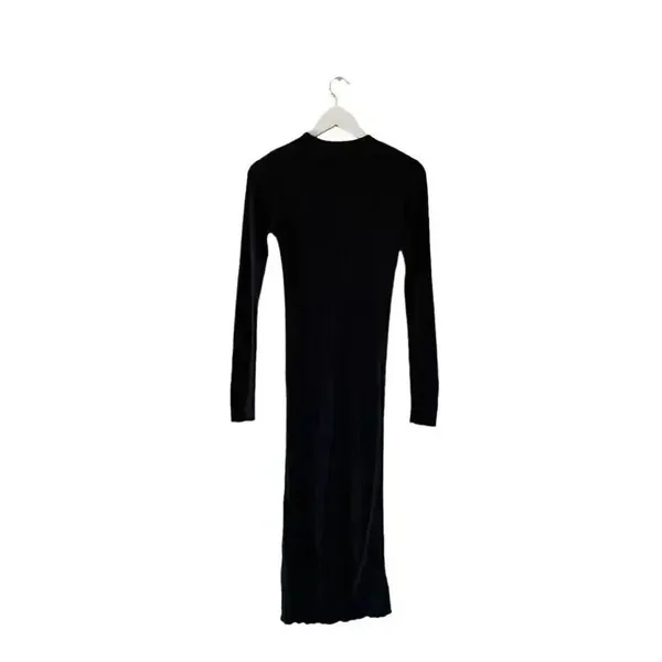 Free People Who Wear What Black Crewneck Long Sleeves Knit Midi Long Dress SZ M - Image 6