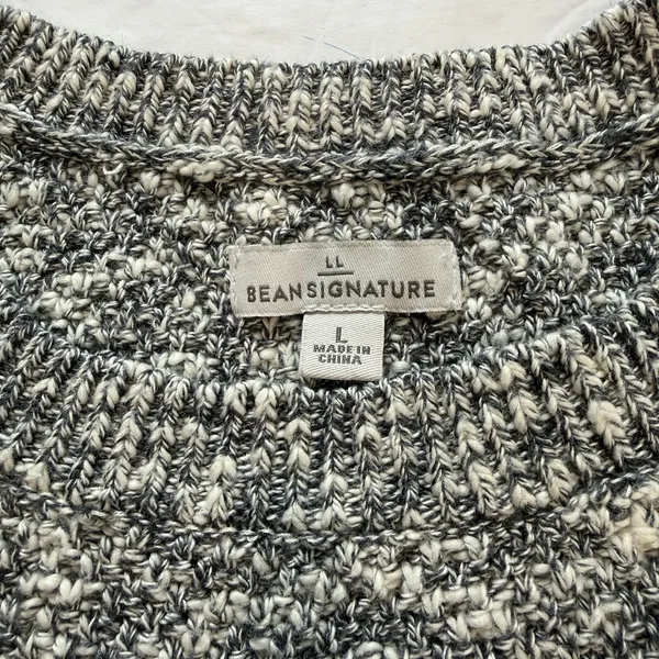 LL Bean Marled Gray Crew Neck Linen Blend Ragg Pullover‎ Tunic Sweater LARGE - Image 10
