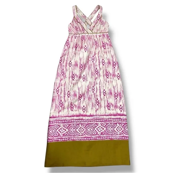 Loft Silk Ikat Tribal Print Maxi Dress Sundress Pink Cream Size‎ 2 - Image 15
