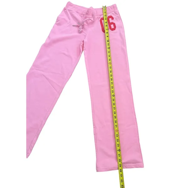 EDIKTED 06 Wide Leg Cotton Blend Drawstring Sweatpants size small Pink - Image 7
