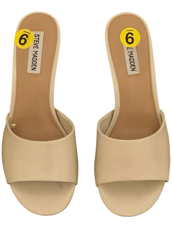 Steve Madden Cream Faux Leather Wedge Side Sandal Open Toe Wedge Heels NWT - Image 2