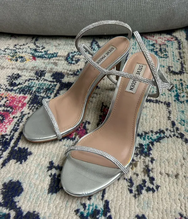 Steve Madden Heels Silver Rhinestone Strappy - Image 2