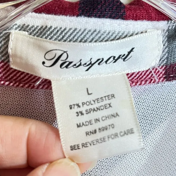 Passport Red and Pink Plaid Shirt Size L - Image 3