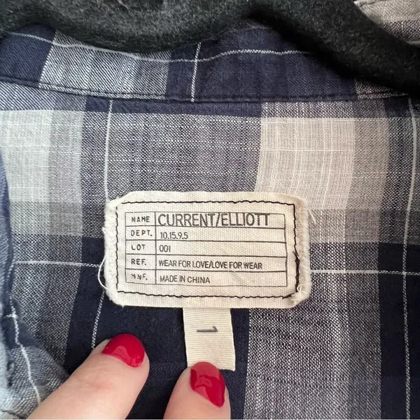 ✨ Current/Elliott Women’s‎ Blue White Plaid The Perfect Shirt Venice Plaid 1 S - Image 4
