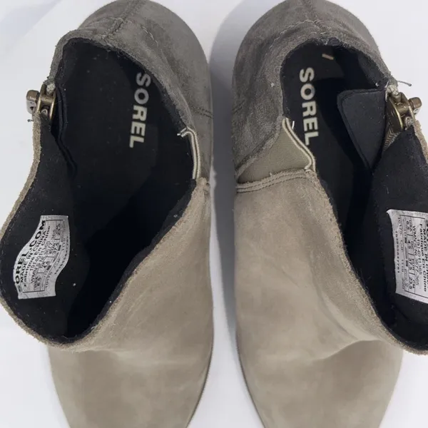 Sorel Joan of Arctic II Sage Green Suede Side Zip Wedge Booties Women's Size 6.5 - Image 6