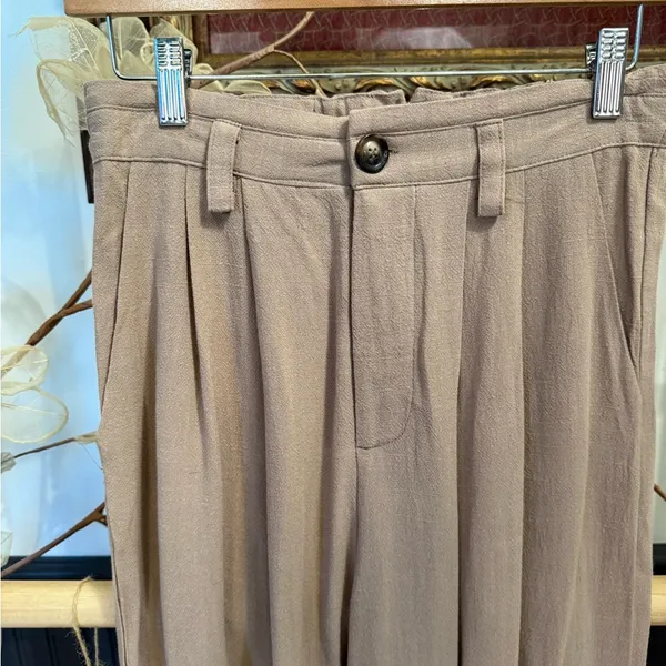 NWT Mable Linen Blend Wide Leg Trouser Style Pants ~ Size Medium 💚🍄 - Image 2