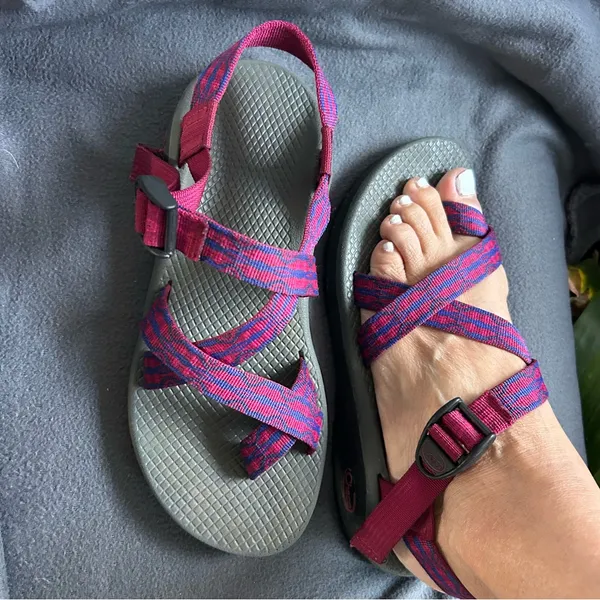 Chaco Women's Pink and Blue Sandals - Image 3