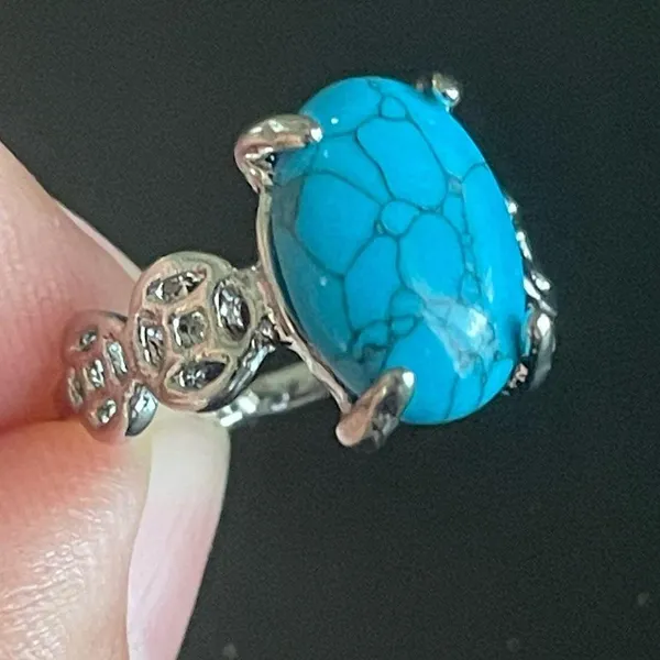 Women turquoise stone S925 silver ring size 7.5 - Image 8