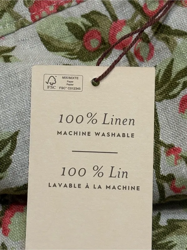 Laura Ashley 100% Linen Wide-Leg Berry & Floral Pants with Pink & Green Print Lg - Image 7