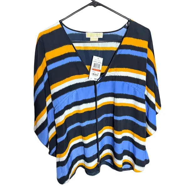 Michael Michael Kors Striped Kimono V-Neck Tie Front Blouse PU44K7E087 Size P - Image 2