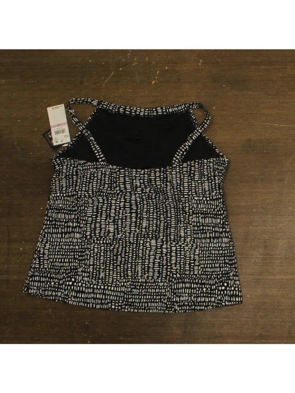 NWT Island Escape Womens Tankini Swim Top Black / White 6 - Image 2