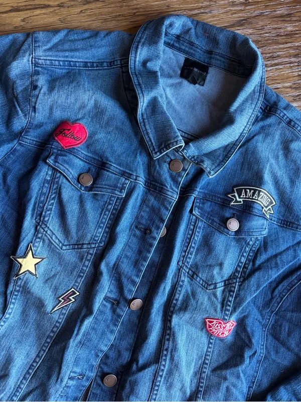 Lane Bryant Blue Denim Jacket with Patch Details 28 - Image 2