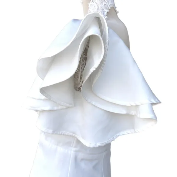 TCEC White Ruffle Flutter Sleeve Mini Dress S Square Neck Cocktail Minimalist - Image 3
