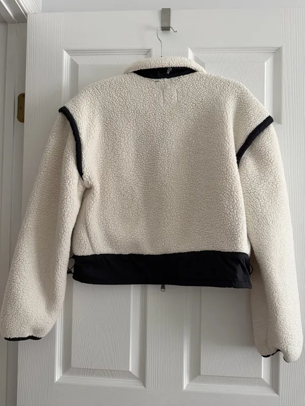 Free People Fleece Jacket XS Ivory & Black - Image 2