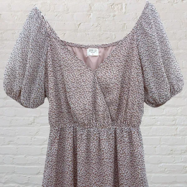 Sienna Sky Cottagecore Romantic Dusty Pink Floral Puff Sleeve Summer Dress M Boho Whimsical - Image 6