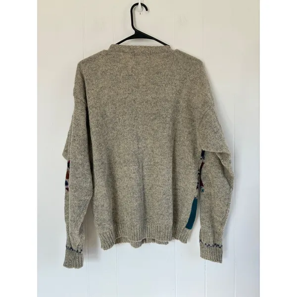 Woolrich Ski Vintage 100%‎ Wool Winter Scene Cardigan Sweater Nordic Gray XL - Image 4