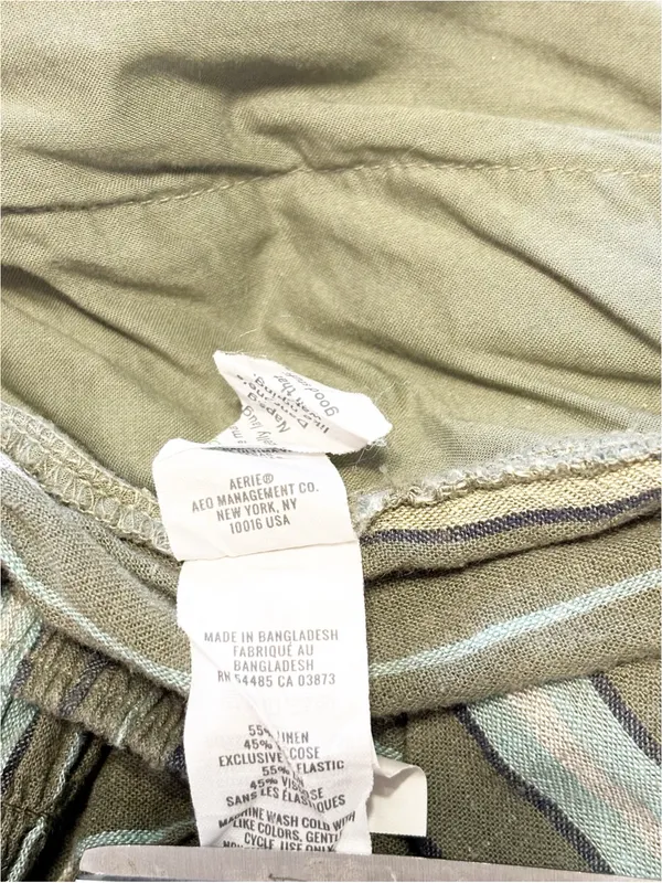 Aerie Strapless Smocked Linen Blend Green Jumpsuit size Small - Image 13