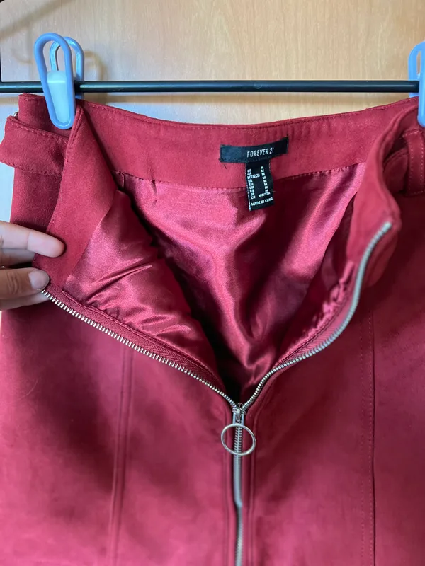 Forever 21 Burgundy Faux Suede Skirt - Image 6