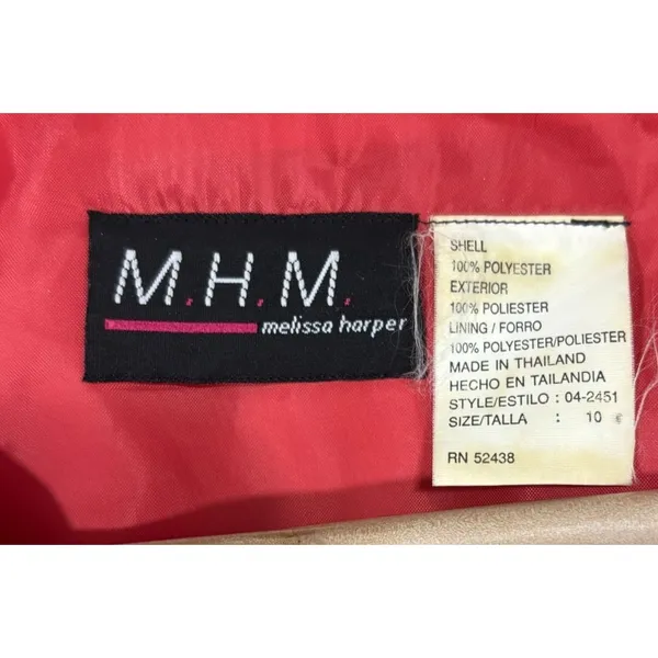 M.H.M. Melissa Harper Dress Red Floral Ombre Chiffon‎ Vtg Y2K Party Wedding 10 - Image 5