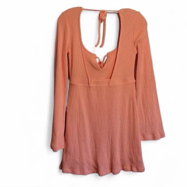 FREE PEOPLE - Brynne Boho Flared Long Bell Sleeve Open Back Mini Dress NWOT - Image 6
