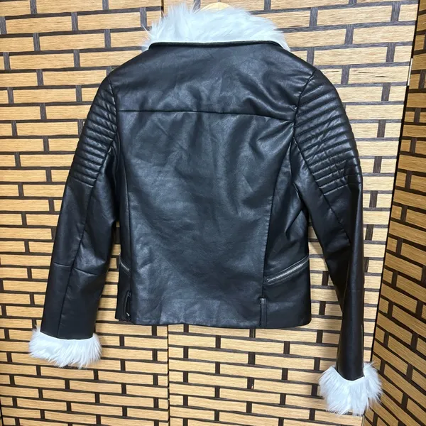 Love Tree Black Faux Leather‎ Jacket Size Medium - Image 2